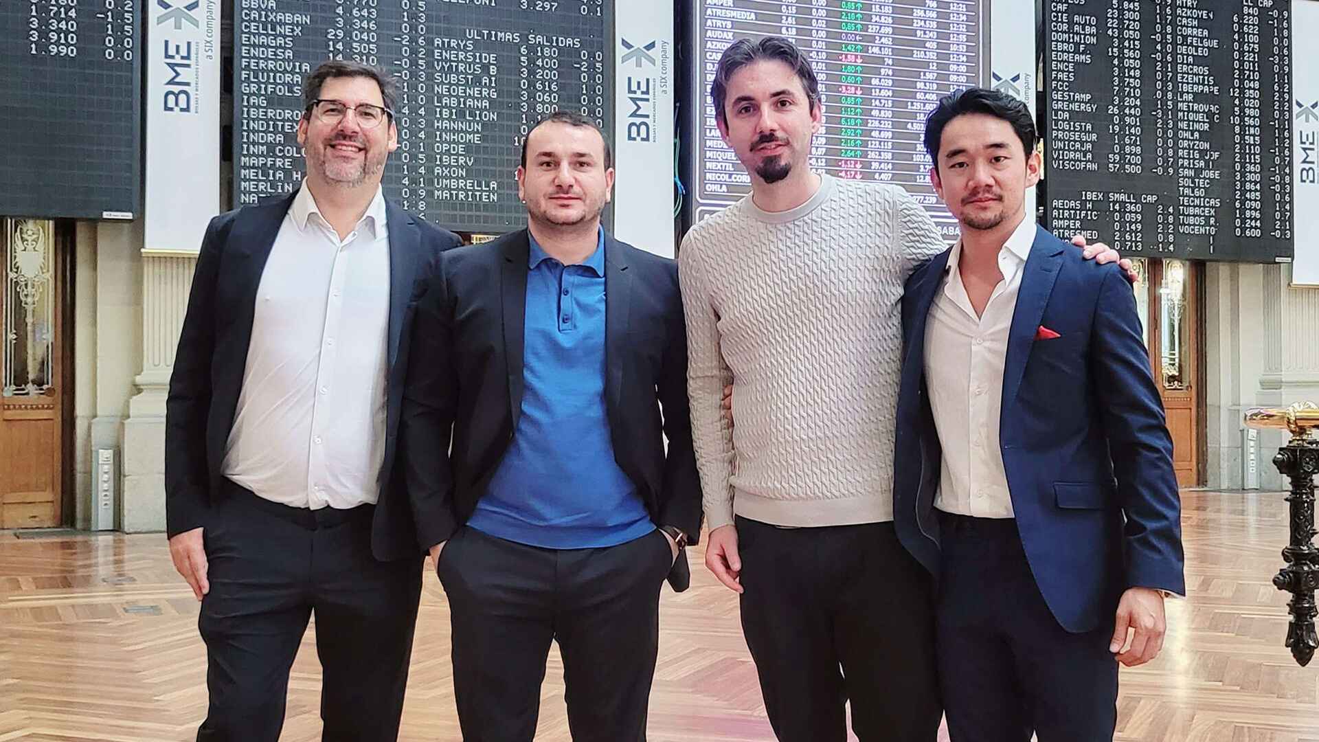 De izq a derecha: Pablo Casadio, CFO e inversor de Bit2Me; Andrei Manuel, COO y co-founder de Bit2Me; Leif Ferreira, CEO y co-founder de Bit2Me y Koh Onozawa, co-CEO de Bit2Me.